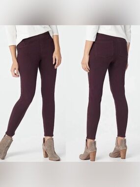 SPANX Ankle Jeanish Pull On Leggings Deep Plum Large EUC